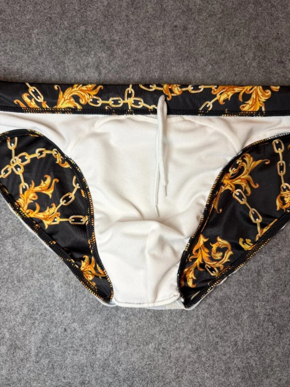 OBEACHSPORT Black Gold Baroque Chain Men’s Swim Brief XL